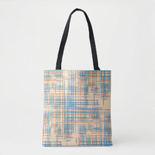 Bolsa Tote Abstrato stripes, tapete de erva étnica colorido.