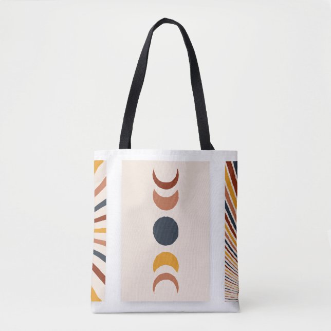 Bolsa Tote Abstrato Sun Moon Boho Posters (Frente)