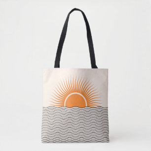 Bolsa Tote Abstrato sunset: decor geométrico dos bohos.