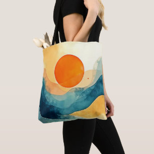 Bolsa Tote Abstrato Sunset Waves Art