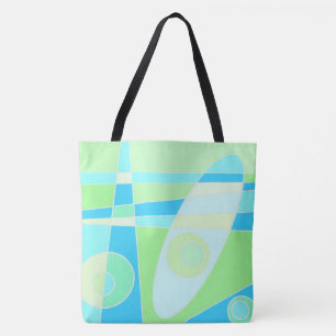 Bolsa Tote Abstrato Surfing Pastel Azul Verde