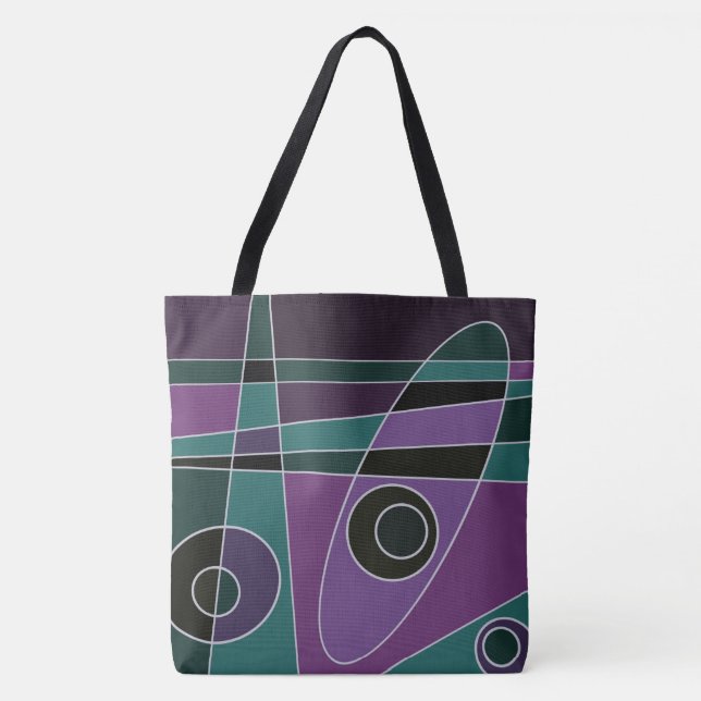 Bolsa Tote Abstrato surfing Teal Purple (Frente)