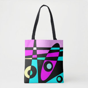 Bolsa Tote Abstrato Surfing Turquoise Hot Pink Amarelo Amarel
