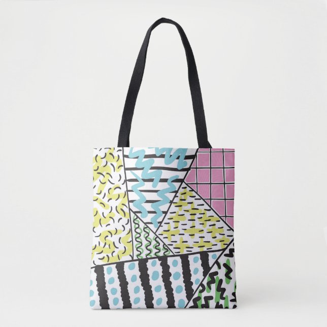 Bolsa Tote Abstrato três: Arte de fundo desenhada à mão. (Frente)