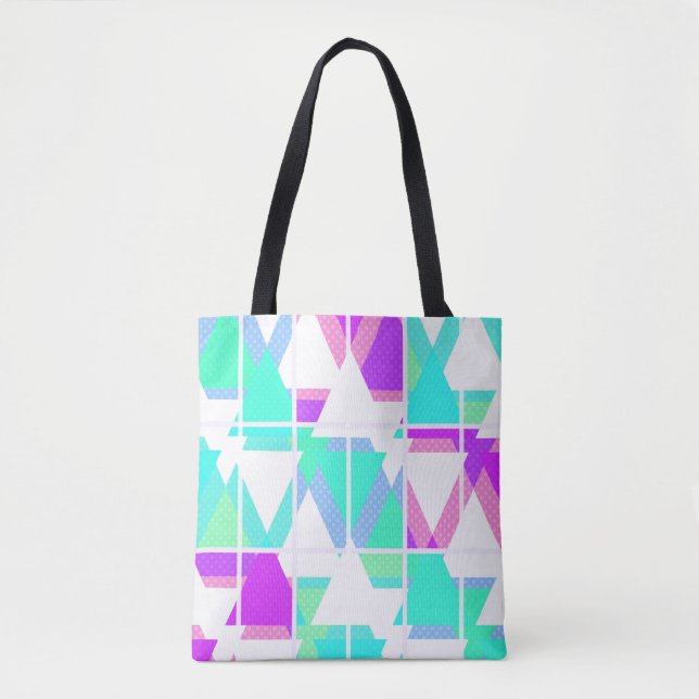 Bolsa Tote Abstrato triângulos geométricos de um branco moder (Frente)