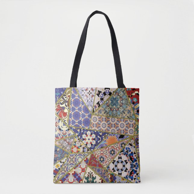 Bolsa Tote "abstrato", uma manta de retalhos de azulejos de e (Frente)
