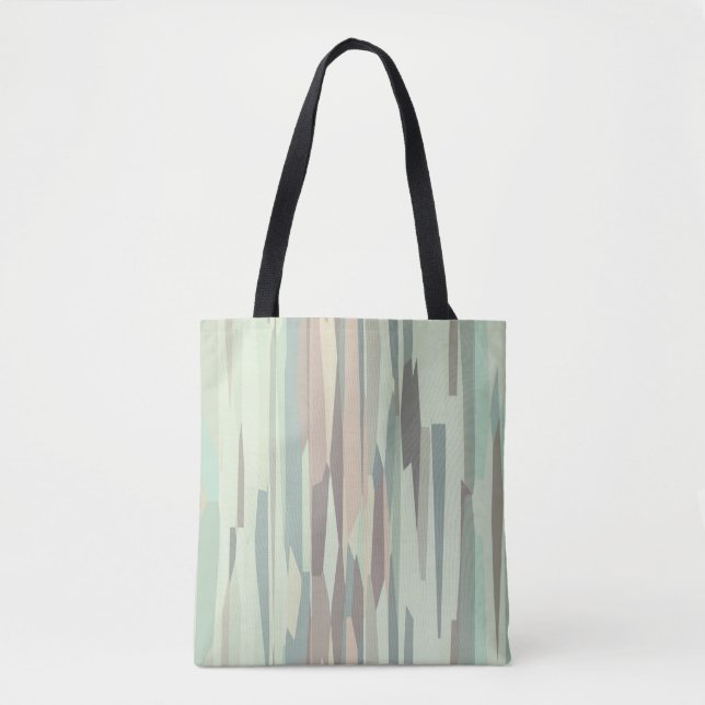 Bolsa Tote abstrato verde e pêssego (Frente)