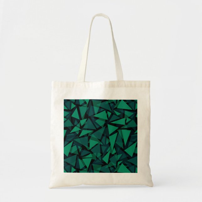Bolsa Tote Abstrato verde eserald poligonal (Frente)