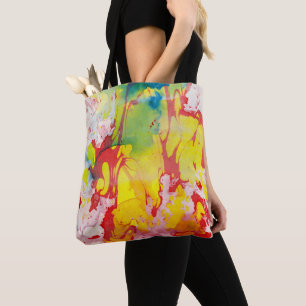 Bolsa Tote Abstrato Vermelho Amarelo Verde Roxo