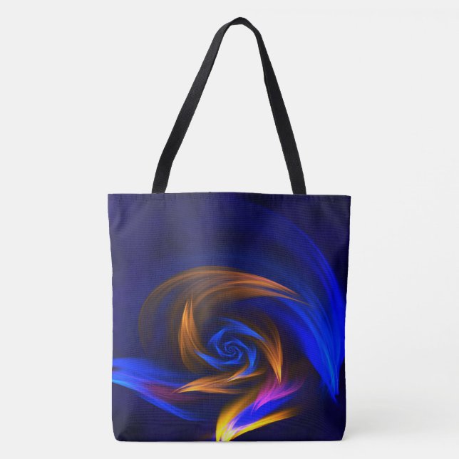 Bolsa Tote Abstrato Vortex Forma Azul Laranja (Frente)