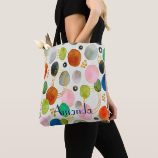 Bolsa Tote Abstrato Watercolor Pebble Dourado Glitter Art + N