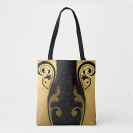 Bolsa Tote Abstratos com ênfase Dourada em preto-e-branco