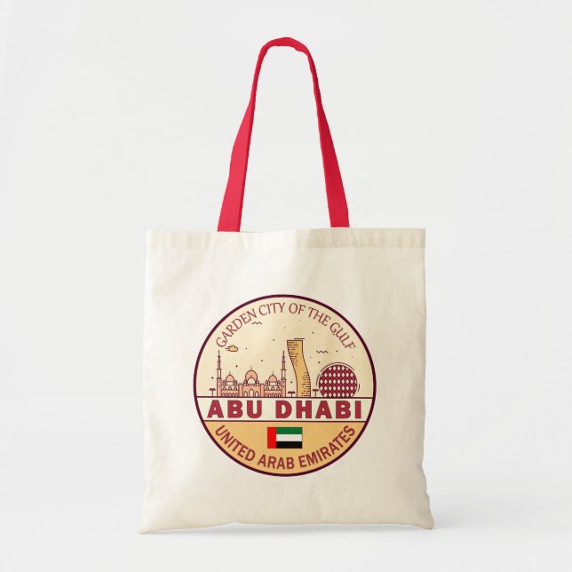 Bolsa Tote Abu Dhabi Emirados Árabes Unidos Skyline Emblem (Frente)