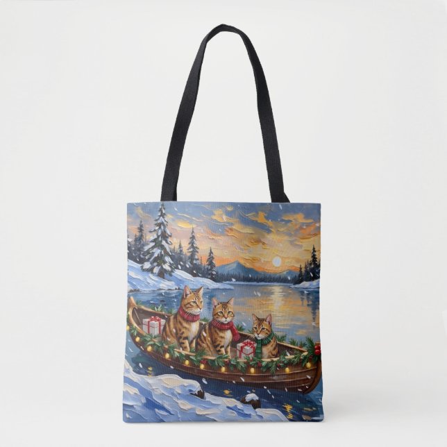 Bolsa Tote Abyssinian Cat Christmas Boat Holiday (Frente)