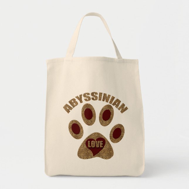 Bolsa Tote Abyssinian Cat Lover Red com Cheetah Impressão (Frente)