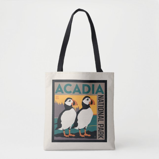 Bolsa Tote Acadia National Park, Maine | Puffins (Frente)