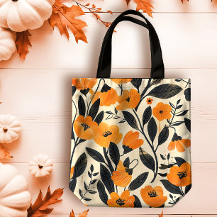 Bolsa Tote Acalmando Floral Laranja Clássico em Pêssego Queda