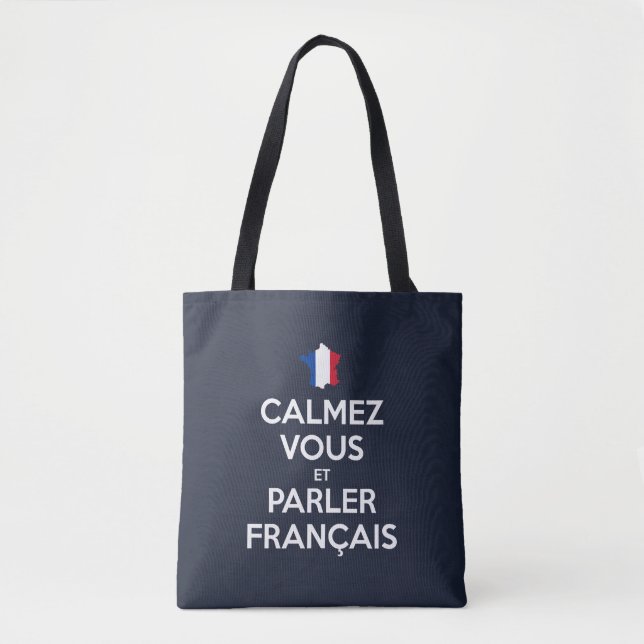 Bolsa Tote Acalme-se e Fale Francês (Frente)