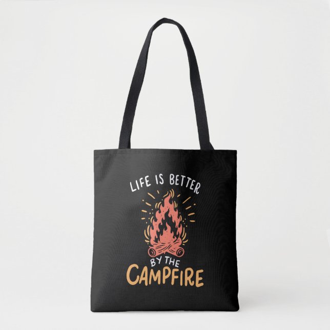 Bolsa Tote Acampamento - A Vida É Melhor Perto Da Fogueira (Frente)