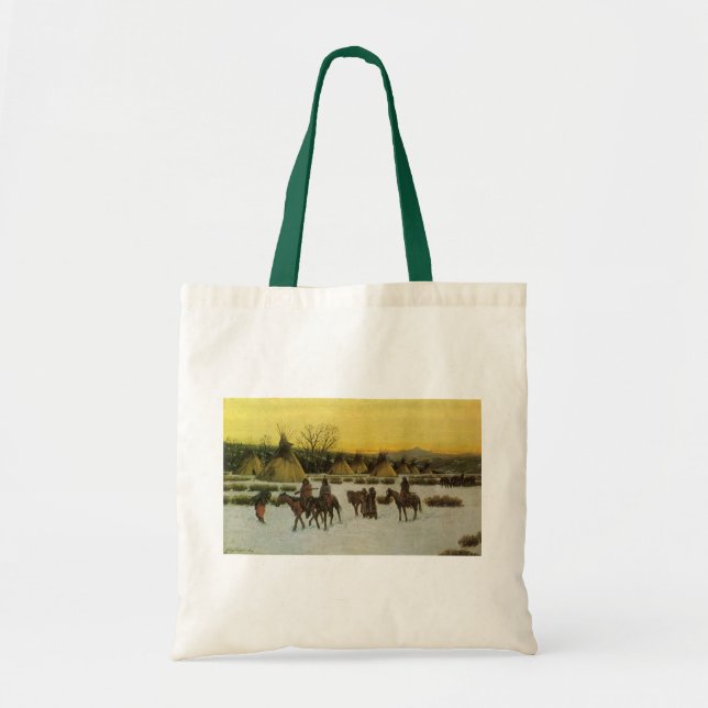 Bolsa Tote Acampamento Sioux em Wounded Knee por John Hauser (Frente)