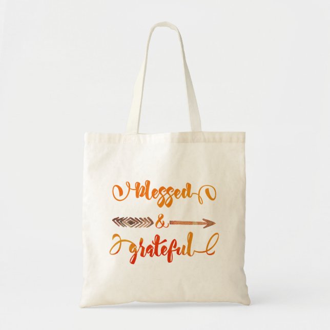 Bolsa Tote Ação de graças abençoada e grata (Frente)