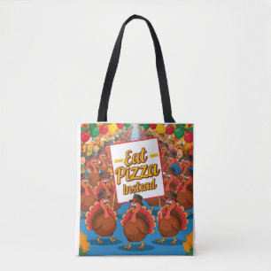 Bolsa Tote Ação de Graças com pizza em vez