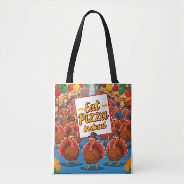 Bolsa Tote Ação de Graças com pizza em vez (Frente)