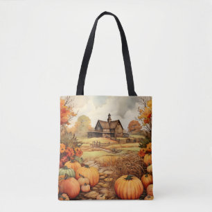 Bolsa Tote Ação de Graças de Colheita de Fazendas de Abóbora