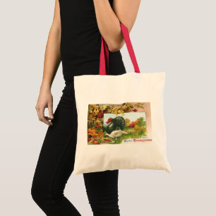 Bolsa Tote Ação de Graças Vintage, Cores de Outono dos Perus
