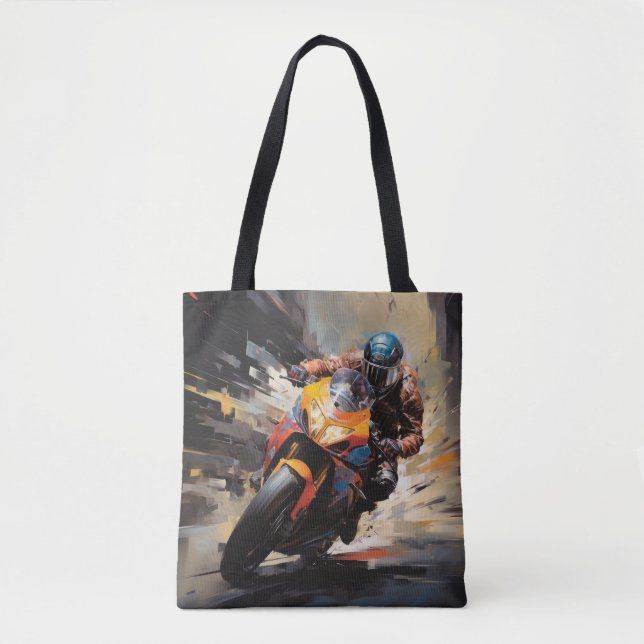 Bolsa Tote Ação Moto Race Esporte Pintura Abstrato (Frente)