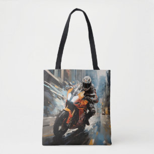 Bolsa Tote Ação Moto Race Esporte Pintura Abstrato