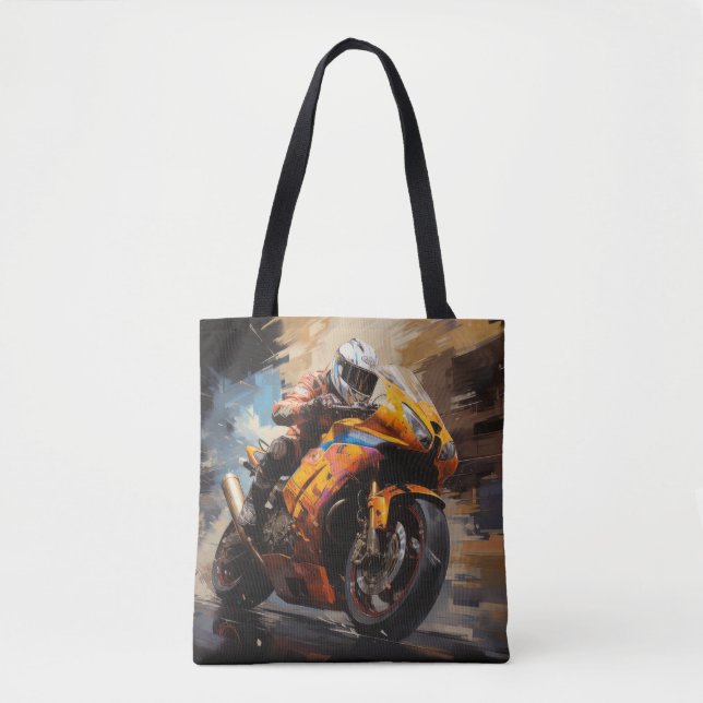 Bolsa Tote Ação Moto Race Esporte Pintura Abstrato (Frente)