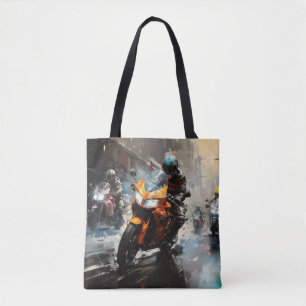 Bolsa Tote Ação Moto Race Esporte Pintura Abstrato
