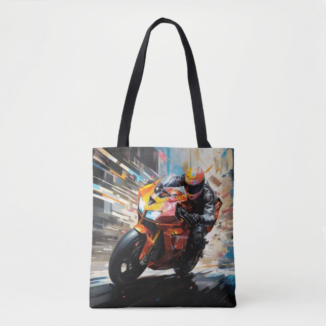Bolsa Tote Ação Moto Race Esporte Pintura Abstrato (Frente)