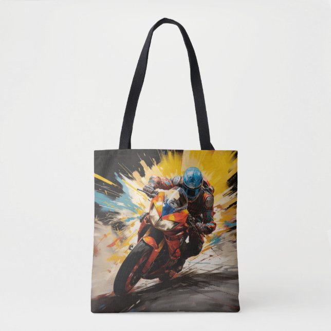 Bolsa Tote Ação Moto Race Esporte Pintura Abstrato (Frente)
