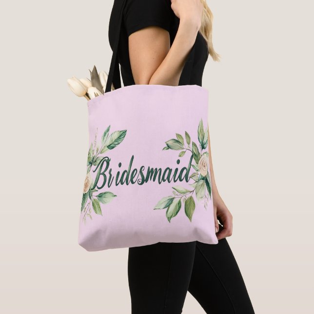 Bolsa Tote Acento de Jardim Folha Verde de Dama de Honra (Close Up)
