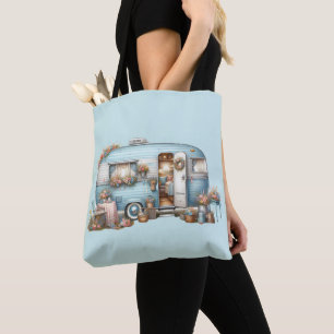 Bolsa Tote Acentos Boho de Camper Floral Vintage Cottagecore