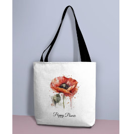 Bolsa Tote Acessório de Moda Botânico de Papoula em Aquarela