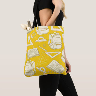 Bolsa Tote Acessórios Coloridos Escolares Padrão Invisível