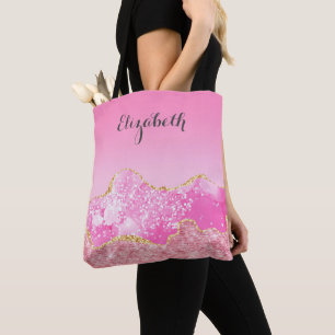 Bolsa Tote Acompanhante de Noiva Glam Glitter Rosa Dourado Pe
