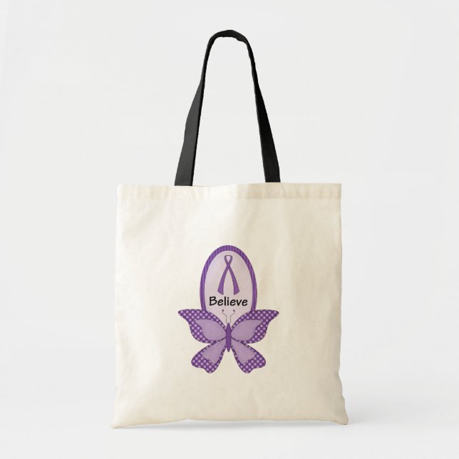 Bolsa Tote Acredite a fita roxa da consciência (Frente)