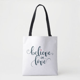 Bolsa Tote Acredite na caligrafia do Namorados do Amor Saco