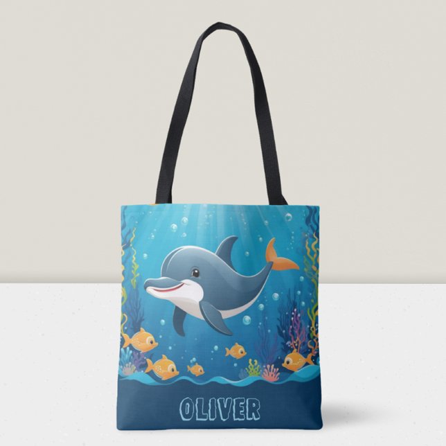 Bolsa Tote Acrilica de Golfinho Fofo Personalizada (Criador carregado)