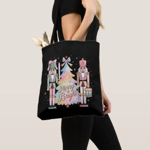 Bolsa Tote Acrililatas Rosa de Natal Árvore Coquette Laço Xma