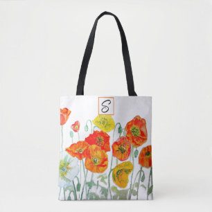 Bolsa Tote Acrilíquido de Papoula Laranja Amarelo Vermelho In