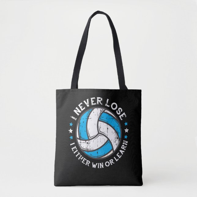 Bolsa Tote Adaptador De Motivação De Voleibol Nunca Perder (Frente)