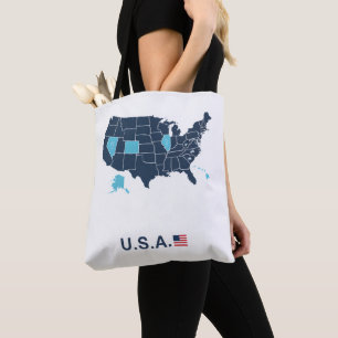 Bolsa Tote Adesivo Gravado Mapa EUA Caminhoneiro Couro