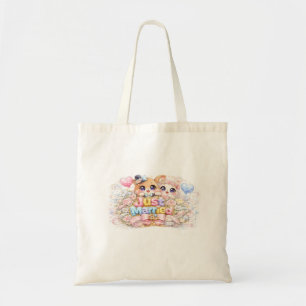 Bolsa Tote Adesivo Pastel de Animais Casais Kawaii Fofos Recé