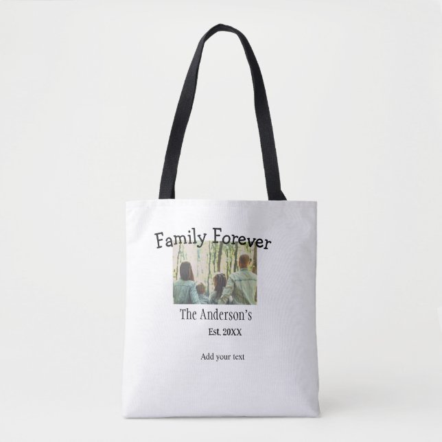 Bolsa Tote Adicionar nome de família foto ano rusticidade fer (Frente)