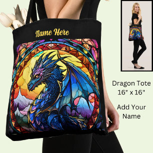Bolsa Tote Adicionar Nome ou Texto, Dragão de Vidro Obtido